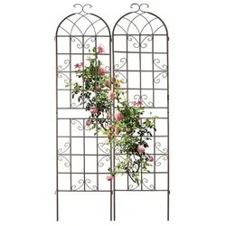 relaxdays 2er-Set Rankgitter Metall 220 cm braun silber