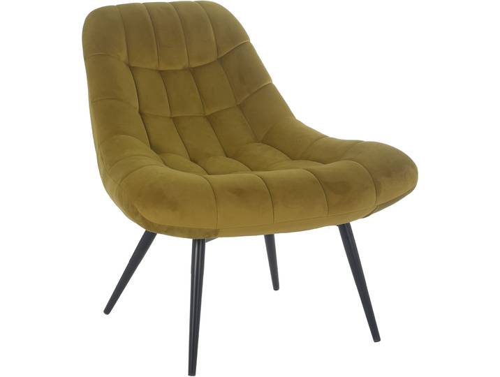 Sessel Bruce Gelb, Schwarz Samt, Metall B 76 cm T 85.6 cm H 85.6 cm