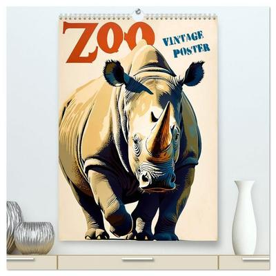 Zoo Vintage-Poster (hochwertiger Premium Wandkalender 2027 DIN A2 hoch), Kunstdruck in Hochglanz