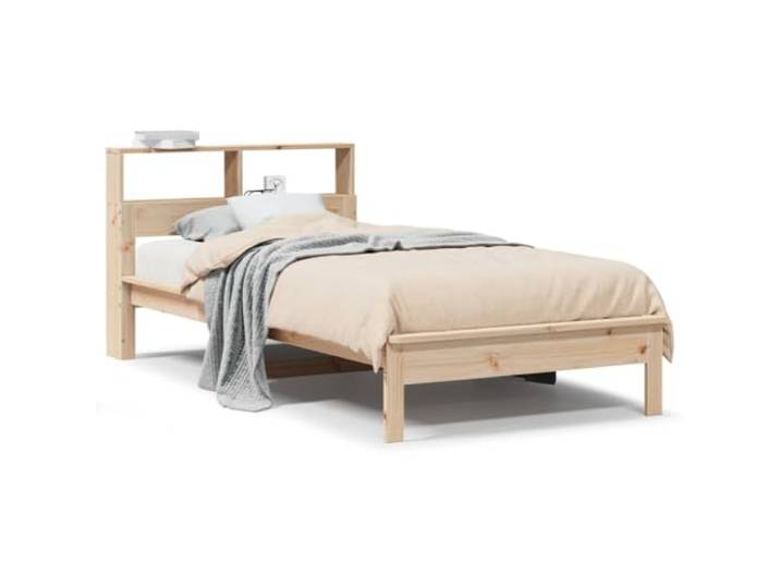 SDWEHBJ Massivholzbett mit Regal-Kopfteil, Natur, 100x200 cm, 23,4 kg, Zusammenbau erforderlich