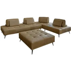 MODULSOFA MIT HOCKER WIOLO 3ER SET Beige Leder