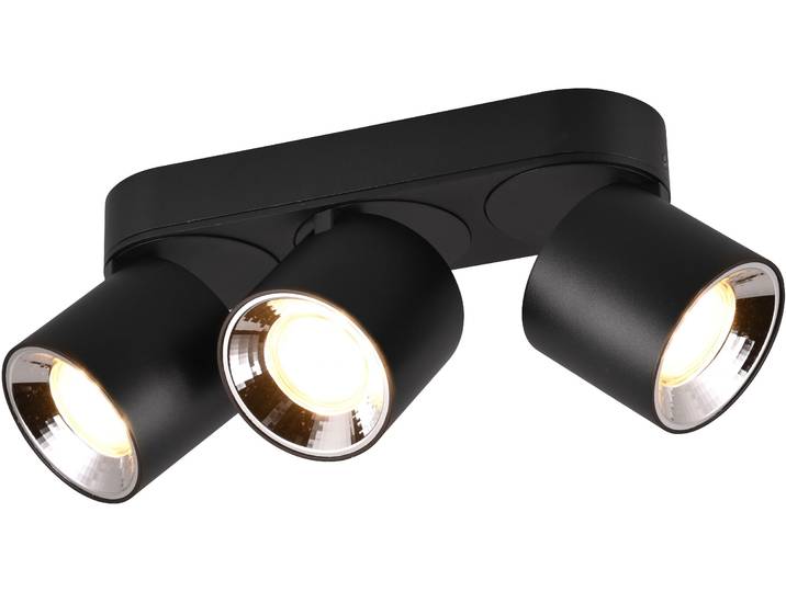 TRIO LEUCHTEN Deckenleuchte GUAYANA, Deckenspot 3-flammig exkl 3x GU10 max 10W Spot verstellbar , schwarz (schwarz matt), 3, H: 12cm, 1 Stk., Leuchten, als Aufbauspot oder Einbauspot nutzbar Spot schwenkbar und drehbar, Deckenleuchte