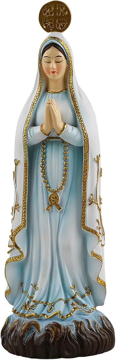 Meerkleurig Madonna religieus beeld van hars voor buiten decoratie, Hoogte: 13 cm