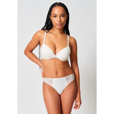 Schalen-BH SKINY "Initialace", Damen, Gr. 75, Cup C, weiß (ivory), Obermaterial: 85% Polyamid, 15% Elasthan. Cups: 100% Polyester. Spitze: 90% Polyamid, 10% Elasthan, unifarben, normal, BHs Schalen-BH, Seiten und Unterbrust aus Spitze, gepolstert