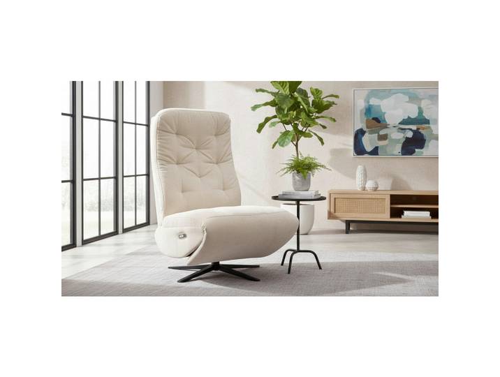 Livetastic Relaxsessel Nora, Beige, Metall, 68x113x84 cm, Relaxfunktion, Sitzfläche 360° drehbar, Wohnzimmer, Sessel, Relaxsessel