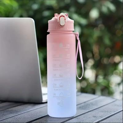 Uplifted Goods 700ml Time Scale Water Cup With Drop Resistant Lid For Sports And Outdoor Use pink