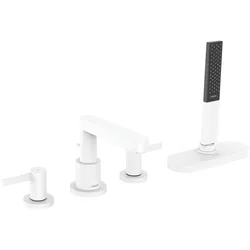 Hansgrohe 4-Loch Wannenarmatur Finoris F-Set Wannenrandmontage mit sBox mattweiss, 76444700 76444700