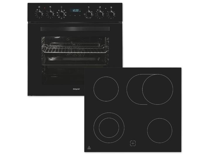 EXQUISIT Elektro-Herd-Set EHE285-HBZ-020 , Energieeffizienz: A (A+++-D), schwarz, Herdsets, Heißluft:Braten mit knuspriger Kruste,Pizzastufe für die Pizza zuhause