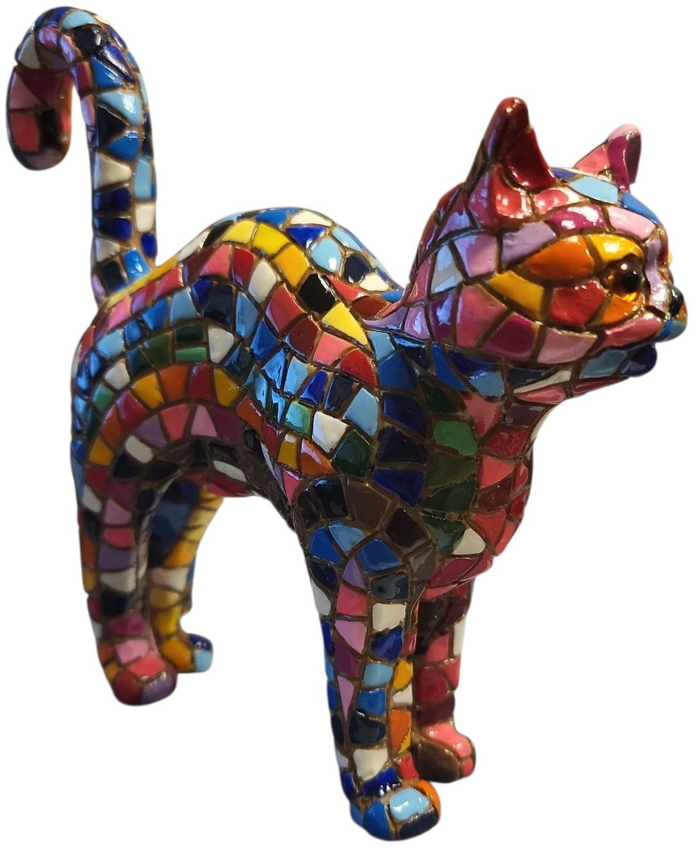 Barcino Design Mozaïek beeld Kat met gekromde rug, 13,5 cm