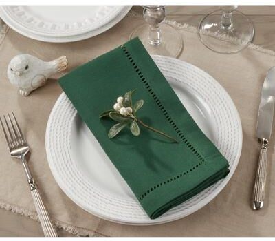 Saro Lifestyle Classic Hemstitch Border Cocktail Napkin (Set of 12)