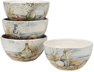 Certified International Coastal Landscape 26 oz. Ice Cream/Dessert Bowls, Set of 4 Assorted Designs - 26 Oz.