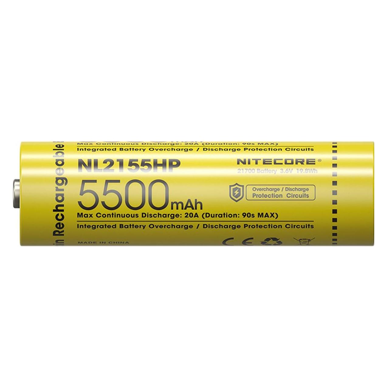 Nitecore NL2155HP 5500mAh 21700 High Performance Rechargeable Li ion Battery (1 Stk., 21700, 5500 mAh) (D300701)