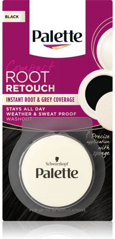 Schwarzkopf Palette Compact Root Retouch Haarfärbestift für Ansätze und graues Haar mit Pudereffekt Farbton Black 3 g