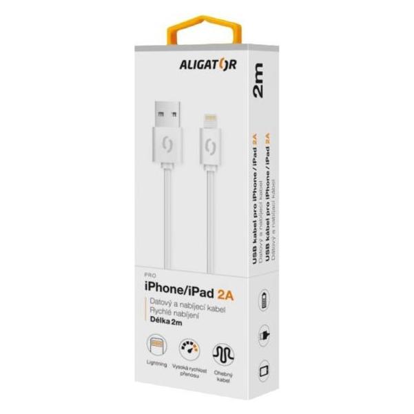 Aligator Datový kabel iPh lightnin bílý (2 m, USB 3.2 Gen 1) (DAKA008)