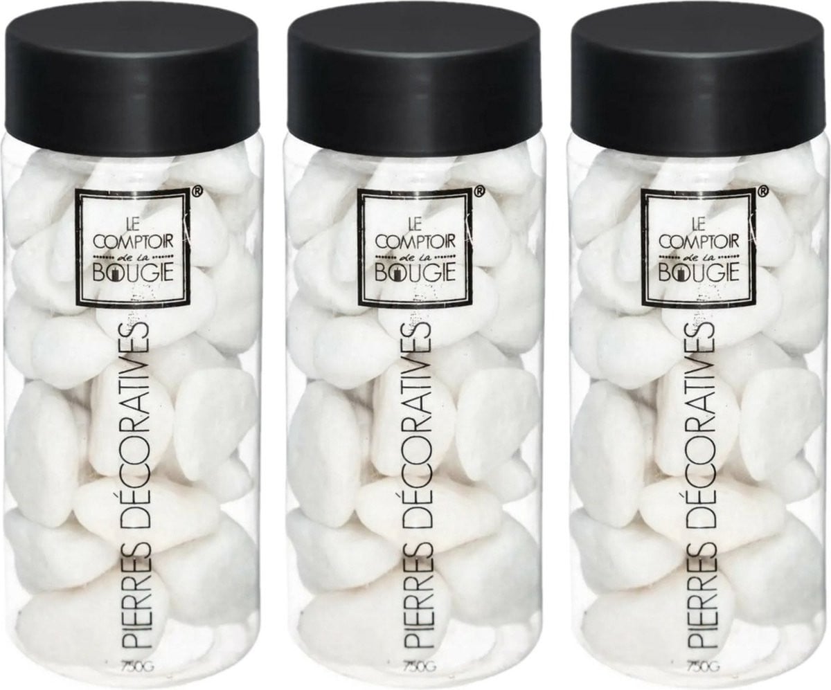 Atmosphera Decoratiestenen wit - 3 stuks - 750 gram - voor hobby, aquarium en vazen