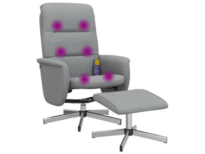 vidaXL Massagesessel mit Fußhocker Hellgrau Stoff