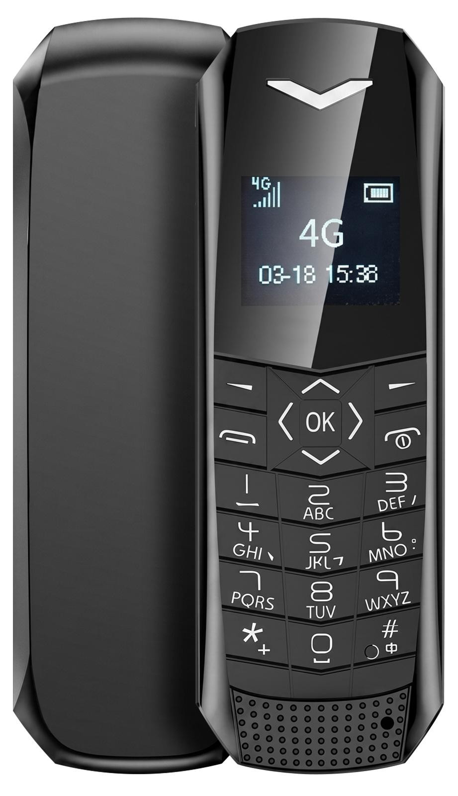 Avizar mini-telefoon met 4G-connectiviteit, 1,77-inch display en SOS-knop, zwart