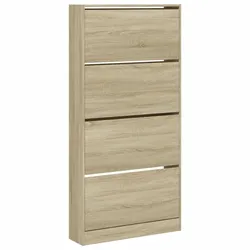 vidaXL Schuhschrank mit 4 Klappen Sonoma-Eiche 80x21x163,5 cm