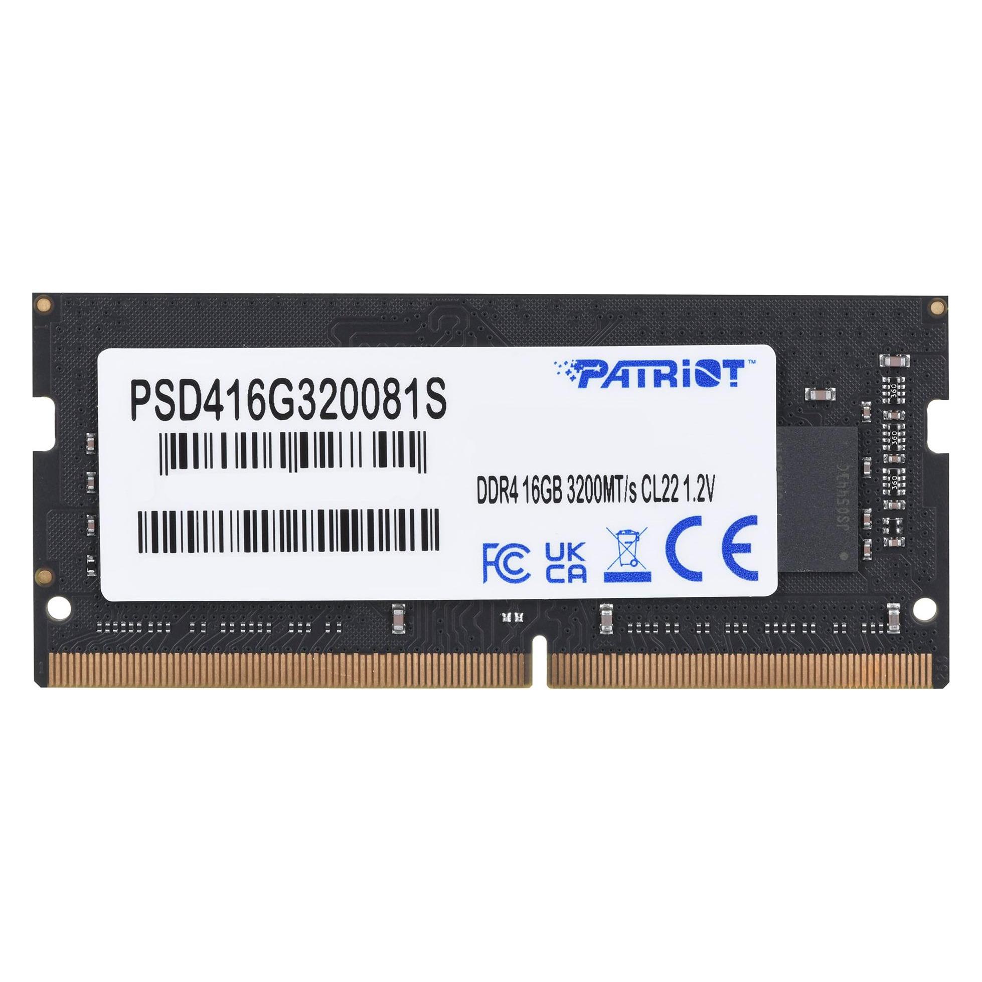 Patriot Signature PSD416G320081S Speichermodul GB DDR4 (1 x 16GB, 3200 MHz, DDR4-RAM, SO-DIMM) (PSD416G320081S)