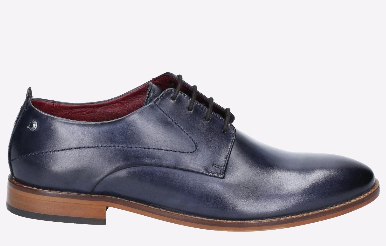 Base London Script Washed Leren Herenschoenen In Marineblauwe Oxford-Stijl
