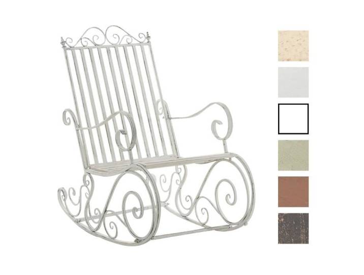 Fauteuil à bascule en fer forgé design antique - CLP - Smilla - Blanc antique - Meuble de jardin