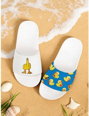 LightInthebox Men's Duck-printed Slide Sandals – Laid - Back Cool Style for Men in Summer Beach Trips, Barbecues Casual Outdoor Gatherings