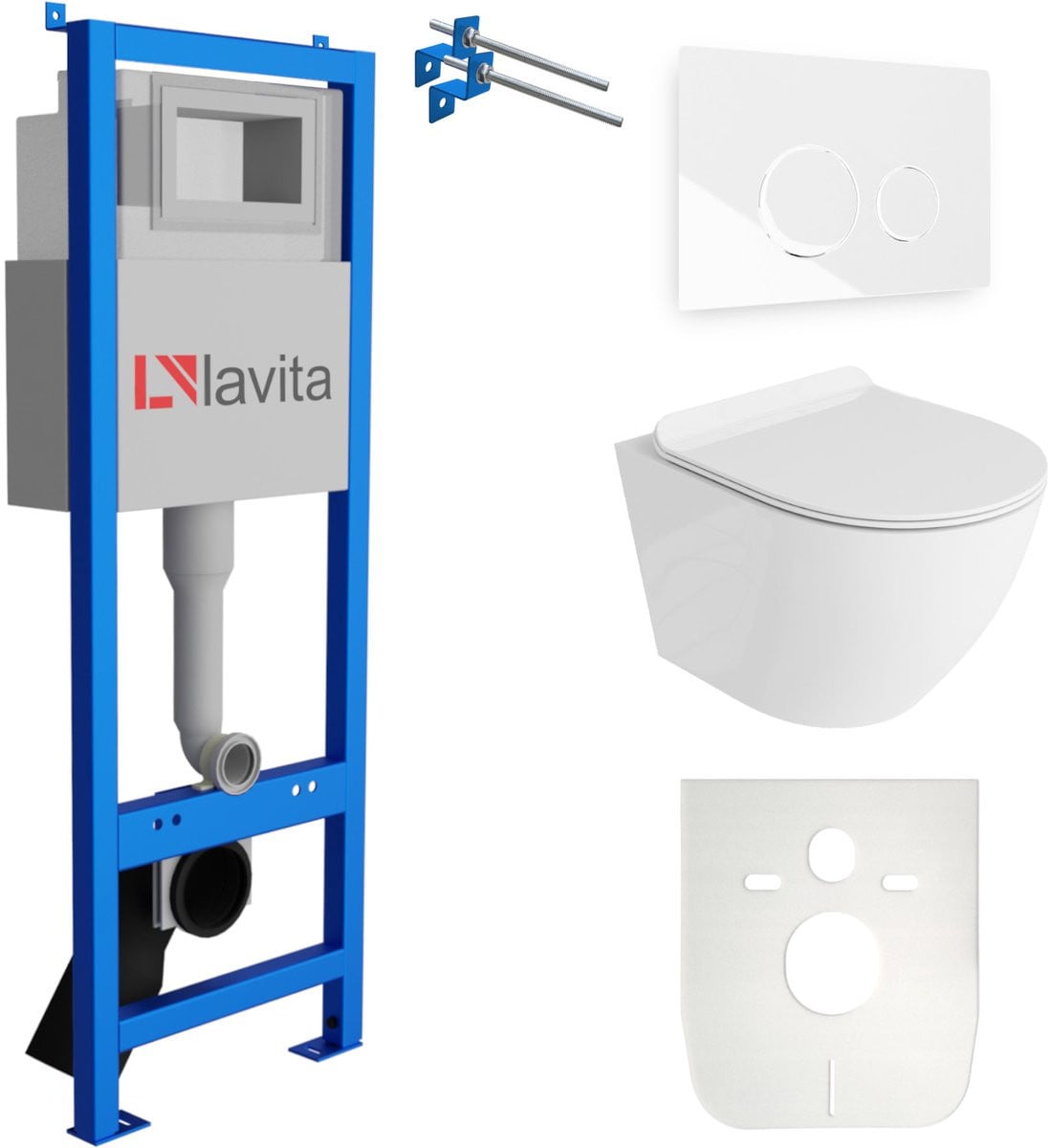 Lavita Sofi Slim Complete Toiletset met Voorwandelement en Bedieningspaneel - Wit