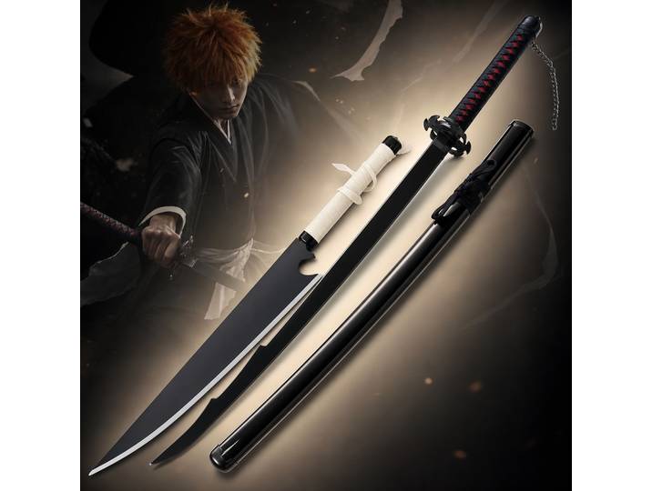 Katana Kurosaki Ichigo de 40 pouces, accessoire de cosplay d'anime Bleach, épée de ninja, couteau en bois, katana japonais original, sabre samouraï, décoration, cadeau