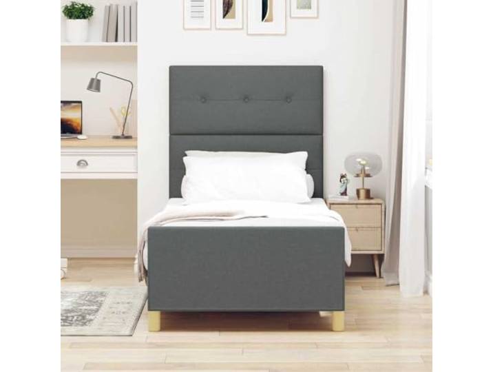 KTHLBRH Bettgestell dunkelgrau 80 x 200 cm Stoff Plattform-Design, robuste Konstruktion, ohne Laufgitter, warme Beschichtung