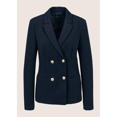 Jackenblazer MADELEINE "Blazer Zweireihiger Blazer im maritimen Stil", Damen, Gr. 36, blau (marine), Modern, regular fit, V-Ausschnitt, Blazer
