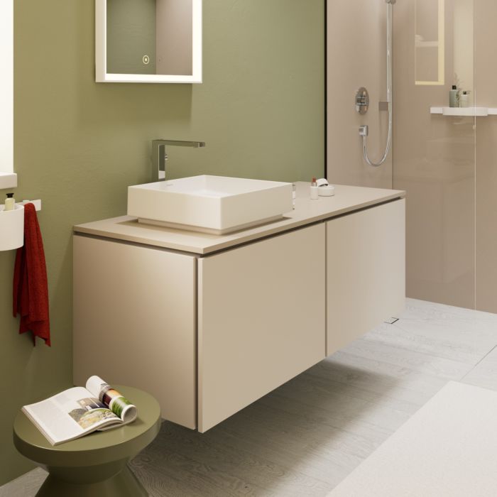 Hansgrohe Waschtischunterschrank 54268780 1375x550mm, 2 Schubkästen, sandbeige matt