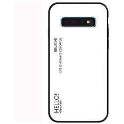 Handy Tasche für Samsung Galaxy S10 Gradient Glas Case Cover Schutz Hülle Weiss