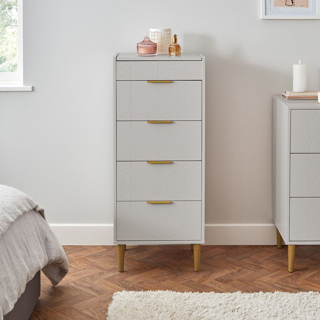 Fjørde & Co Adams 46 cm W Chest of 4 Drawers Grey 110cm H X 46cm W X 40cm D