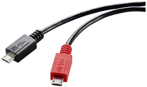 Renkforce USB-Kabel USB 2.0 USB-Micro-B Stecker, USB-Micro-B Stecker 0.30m Schwarz mit OTG-Funktion RF-5771772