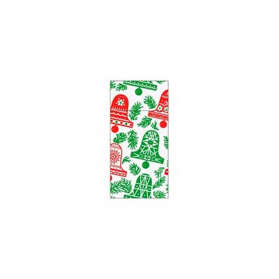 Schachtel mit 480 Känguru-Servietten 40 x 40, weiß, dekoriert mit Weihnachtsglocken (rote und grüne Tinte)
