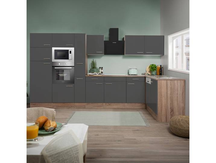 Cuisine d’angle Oliver IV 370cm Gris/Gris