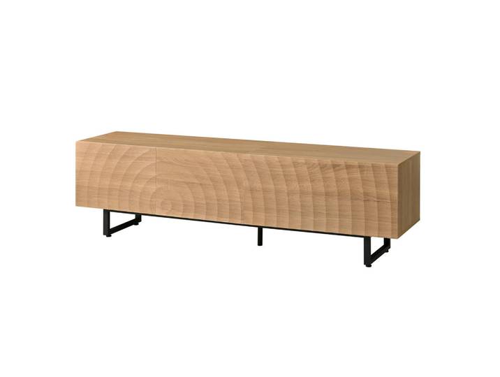 ComfortXL Lowboard De-40129 mit Wellenmaserung und grifflosem Design Natur, Naturfarben, 180x51.5x38 cm, Wohnzimmer, TV Möbel, Lowboards, Lowboards stehend