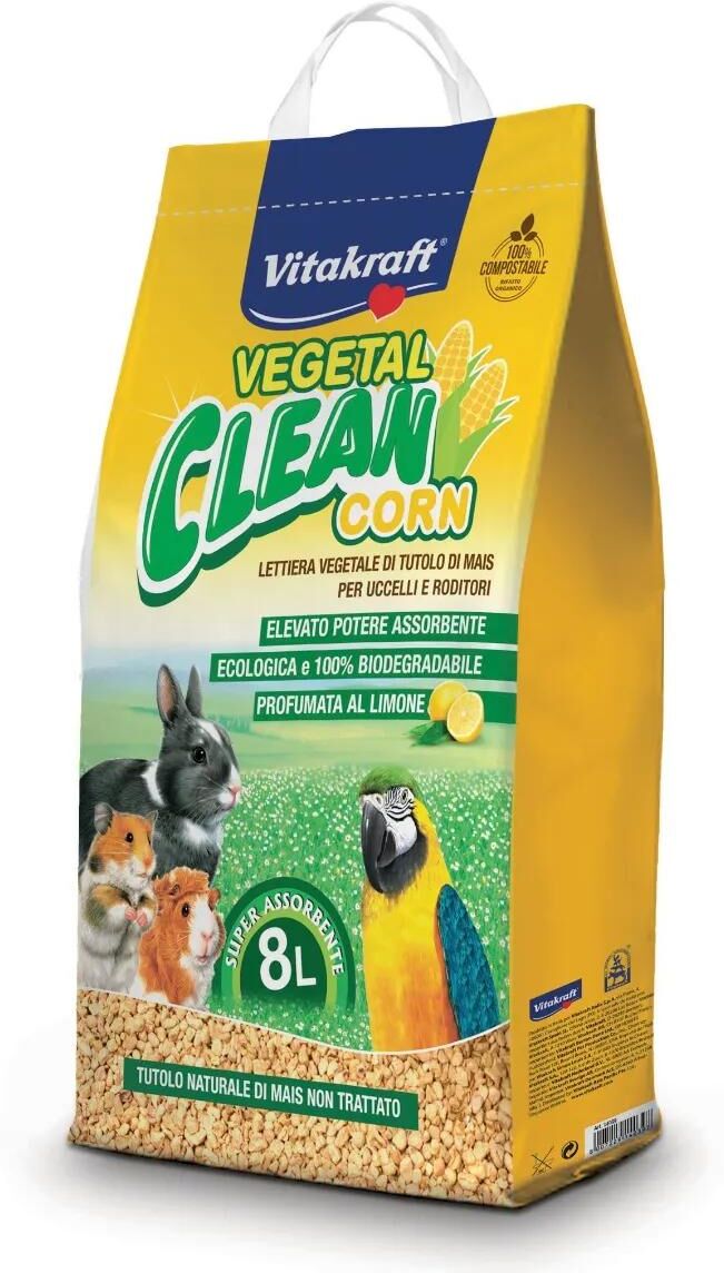 Vitakraft Vegetal Clean Corn Lettiera per Roditori e Uccelli KIT RISPARMIO 2X8L
