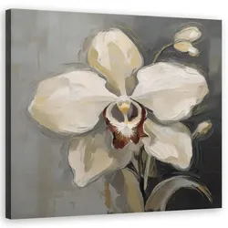 WANDBILD weiß bemalte orchidee