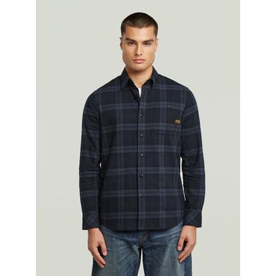 Langarmshirt G-STAR "Bristum 2.0 Slim Hemd", Herren, Gr. XS, blau (india ink toby check), Obermaterial: 100% Baumwolle, Shirts Langarmshirt