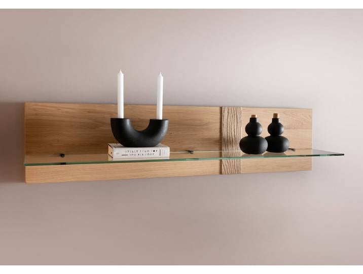 Wandboard 130cm 'Kingston' Wildeiche massiv mit Glasboden