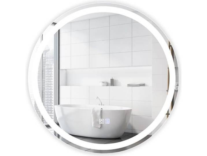 COSTWAY Miroir de Salle de Bain Rond LED Dia. 60 cm - Luminosité et Température de Couleur Réglables Interrupteur Tactile