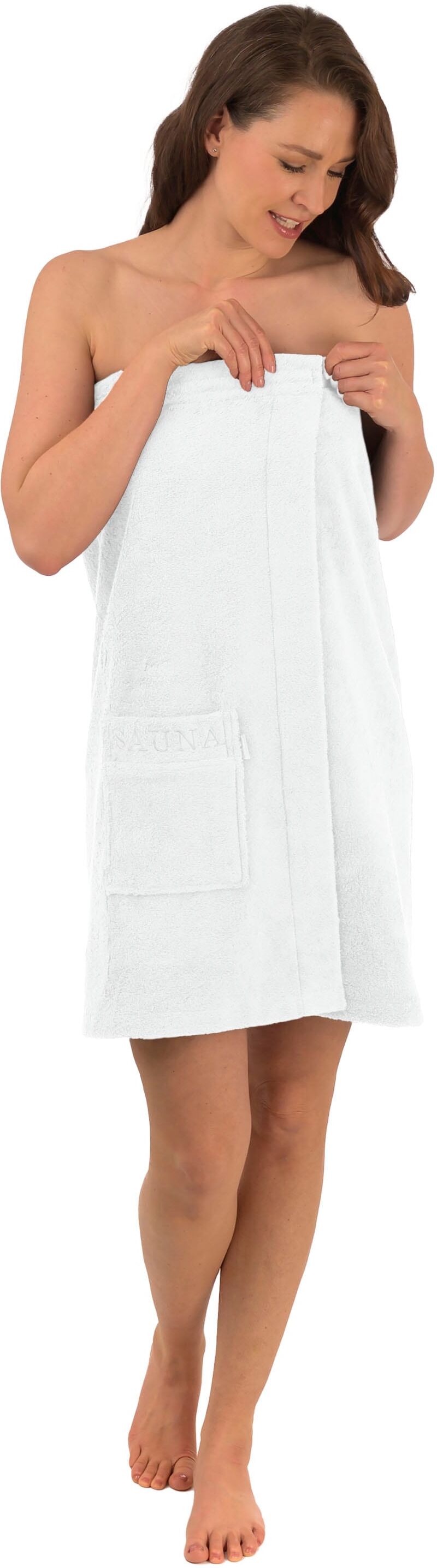 Kilt WEWO FASHION "9537T", weiss (weiß), L:75cm, Frottier, Hausmäntel, Kilt, schlingenfest weiß L: 75cm