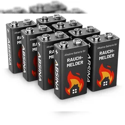8er Pack Alkaline 9V 6LR61 Block-Batterien ideal für Rauchmelder, Rauchwarnmelder, Messgeräte, Spielzeuge und Weitere