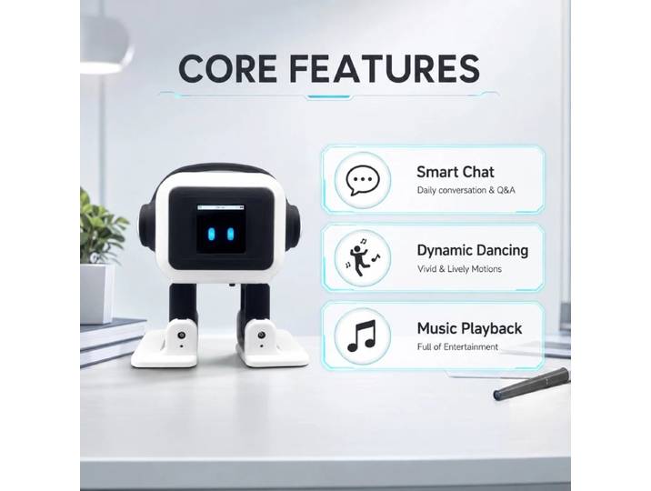 Nouveau robot de bureau IA EMO, interactif, avec commande vocale, lecteur de musique, danse, animal électronique, cadeau