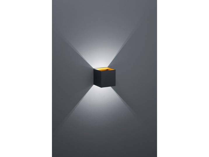 TRIO LEUCHTEN LED Wandleuchte Louis , schwarz (schwarz matt), 1, H: 10cm, 1 Stk., Leuchten, schwarz mit up-and-down Beleuchtung, Innenseite goldfarbig, LED Wandleuchte