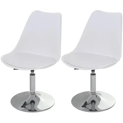 Chefgastro 2er-Set Drehstuhl Oslo | HxBxT 80x48x54cm | Sitzhöhe 42cm | Kunstleder | Weiß | Stuhl Küchenstuhl
