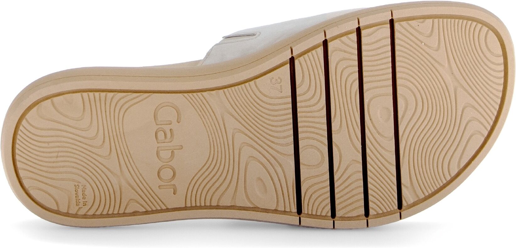 Gabor Plateau, Sommerschuh, Schlappen mit grosser Zierschnalle hellbeige 43, Leder