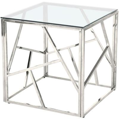 Beistelltisch SALESFEVER "Design-Beistelltisch fürs Wohnzimmer", silber (silber, silber, klar), B:55cm H:55cm T:55cm, Metall, Sicherheitsglas, Tische, Beistelltisch, Edelstahlgestell: Robust, rostfrei und stilvoll