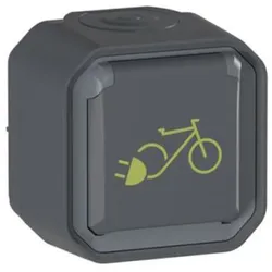 Legrand Plexo New Feuchtraum-Aufputz Schutzkontakt-Steckdose Symbol Fahrrad, Steckklemmen, erhöhter Berührungsschutz, IP44, anthrazit